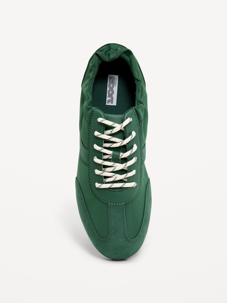 Ruched Lace-Up Sneakers for Women