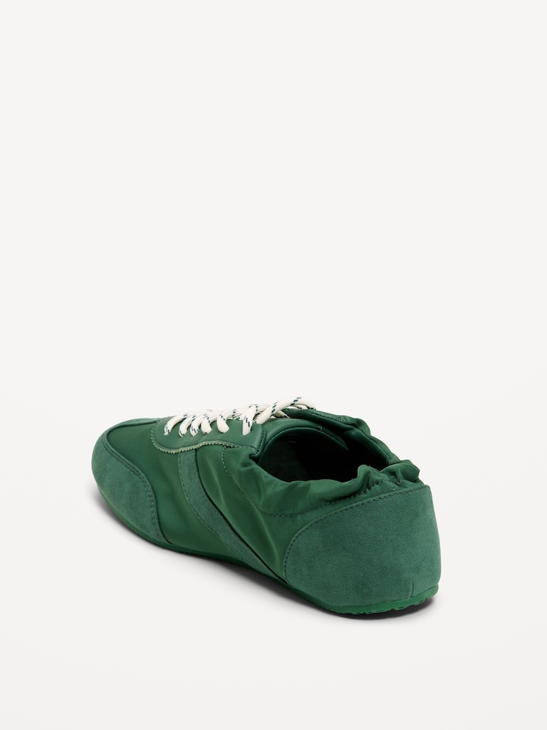 Ruched Lace-Up Sneakers for Women