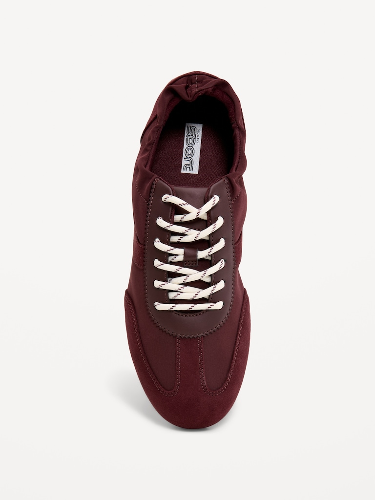Ruched Lace-Up Sneakers for Women