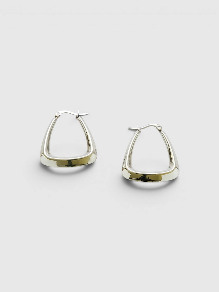 Admiral Row Medium Silver Triangle Hoop Earrings