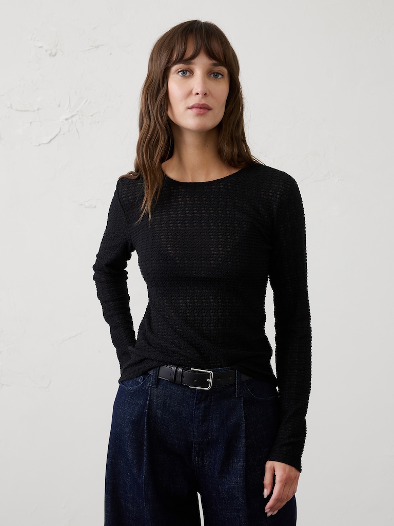 Sheer Jaquard T-Shirt
