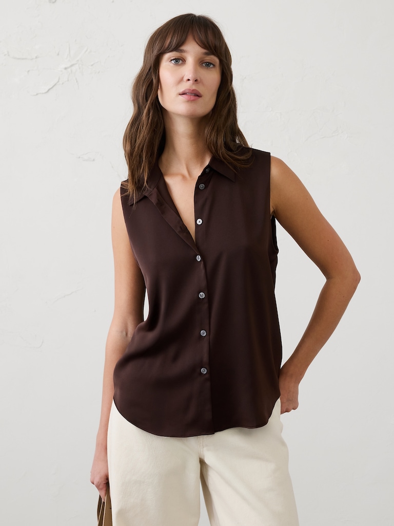Silky Collared Top