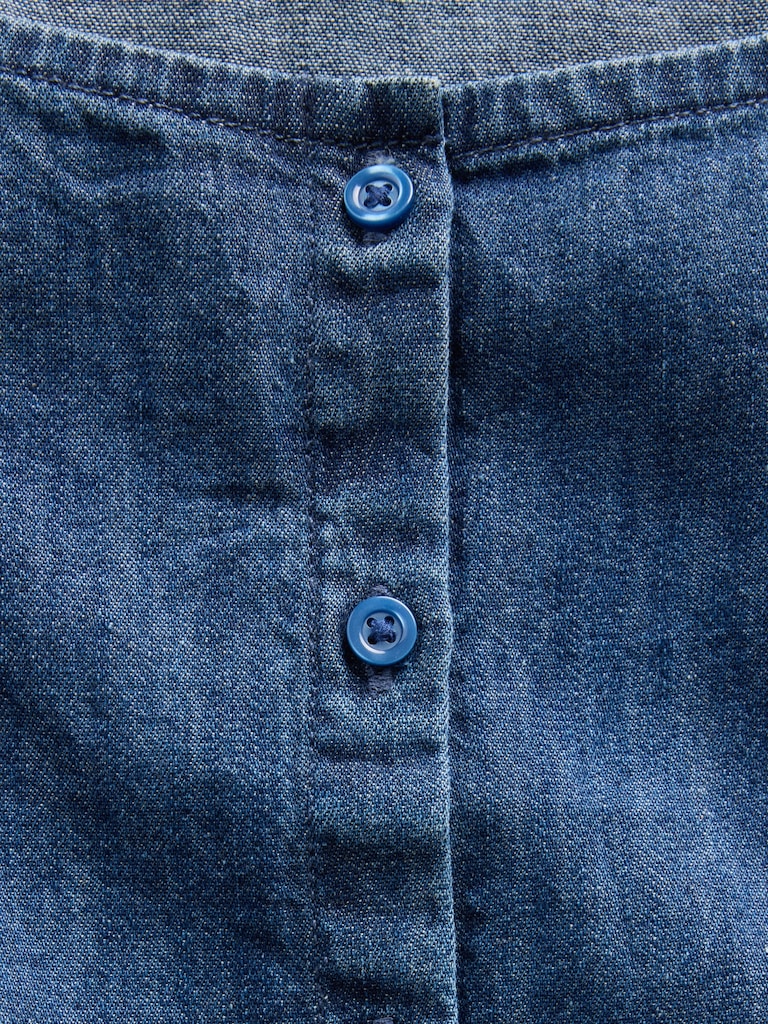 Kids Denim Puff-Sleeve Button-Front top