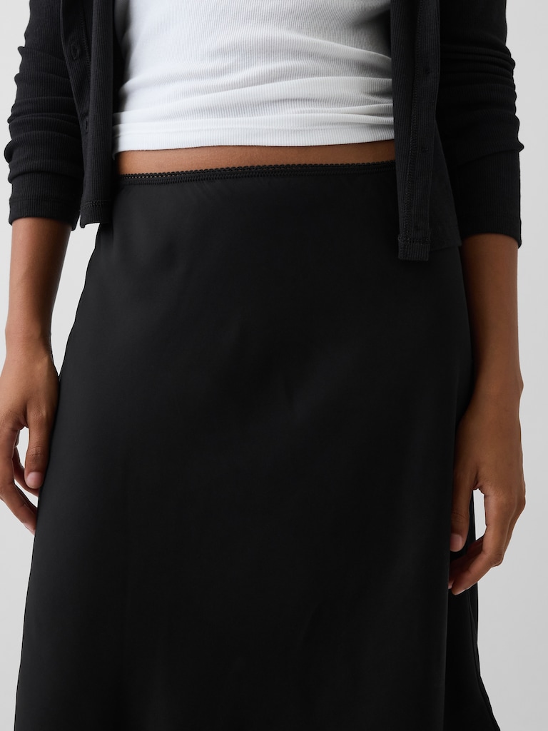 Satin Bias-Cut Skirt