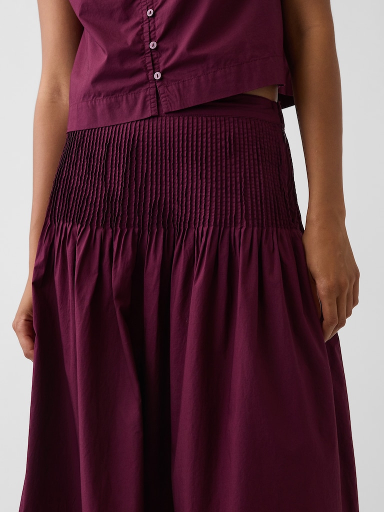 Poplin Pintuck Maxi Skirt