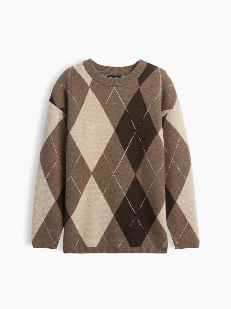 CashSoft Oversized Argyle Sweater
