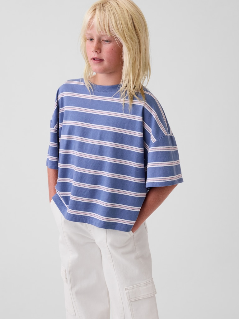 Kids Oversized Boxy Stripe T-Shirt