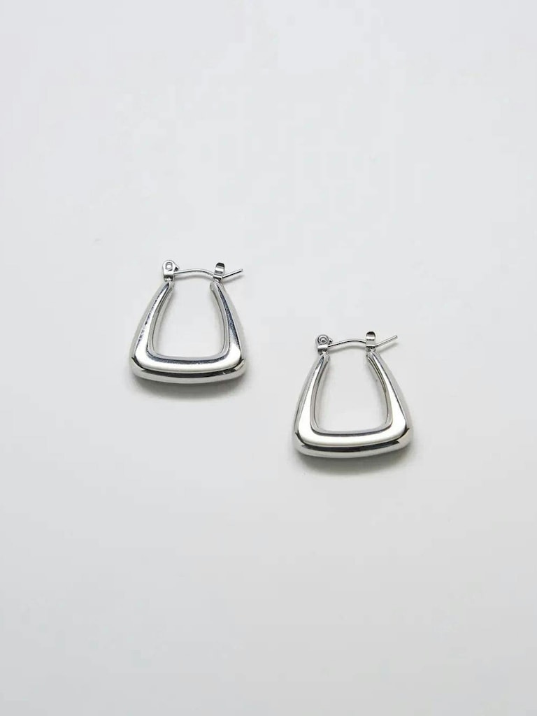 Admiral Row Silver Triangle Hoop Earrings