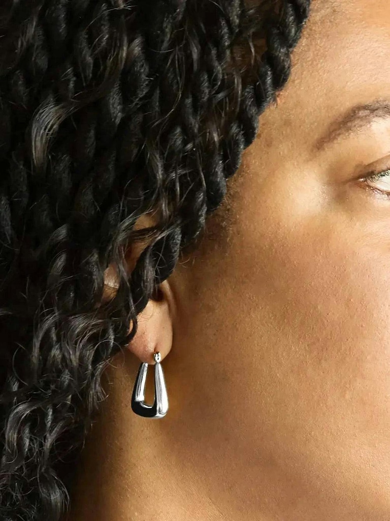 Admiral Row Silver Triangle Hoop Earrings