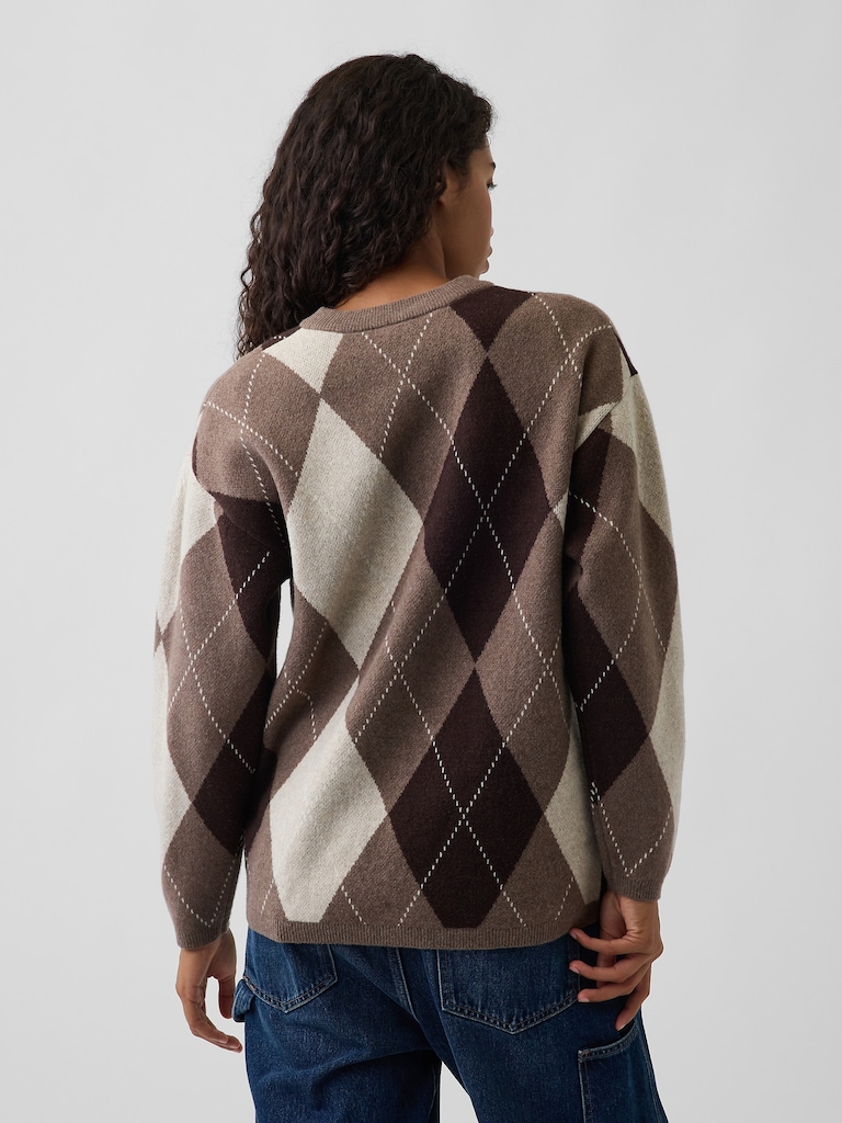 CashSoft Oversized Argyle Sweater