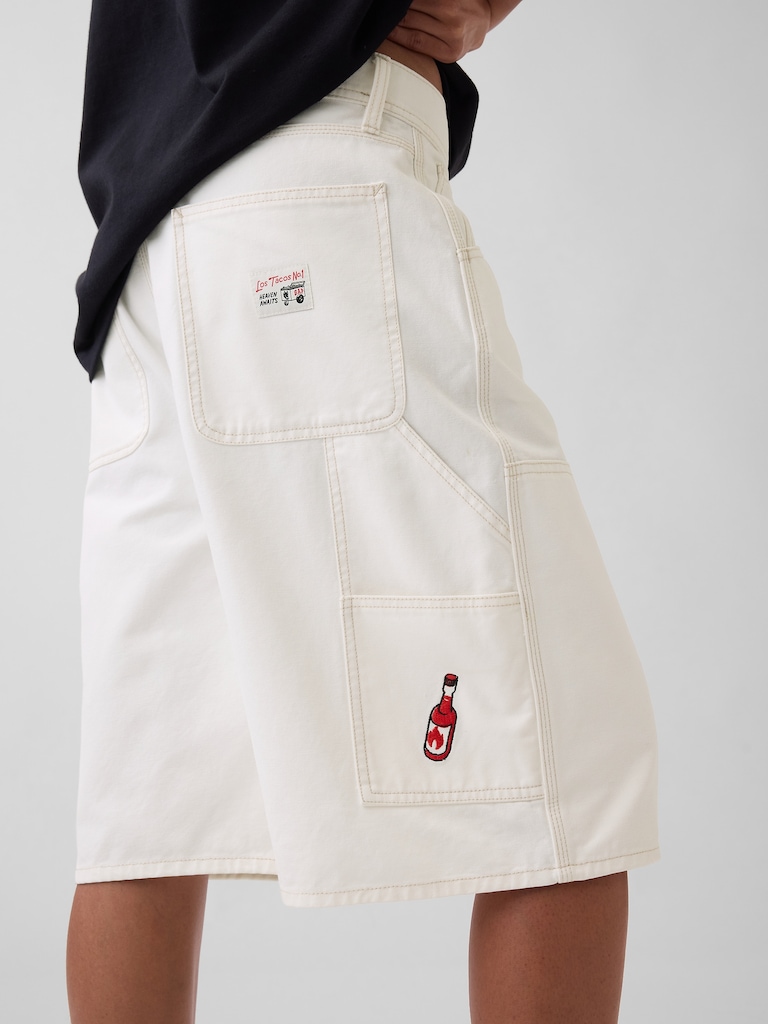 Adult Los Tacos No. 1 Canvas Denim Baggy Carpenter Shorts