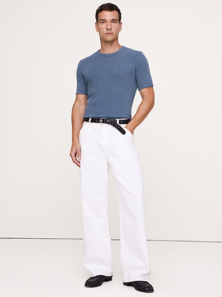 Ribbed Stretch-Cotton Crew-Neck T-Shirt