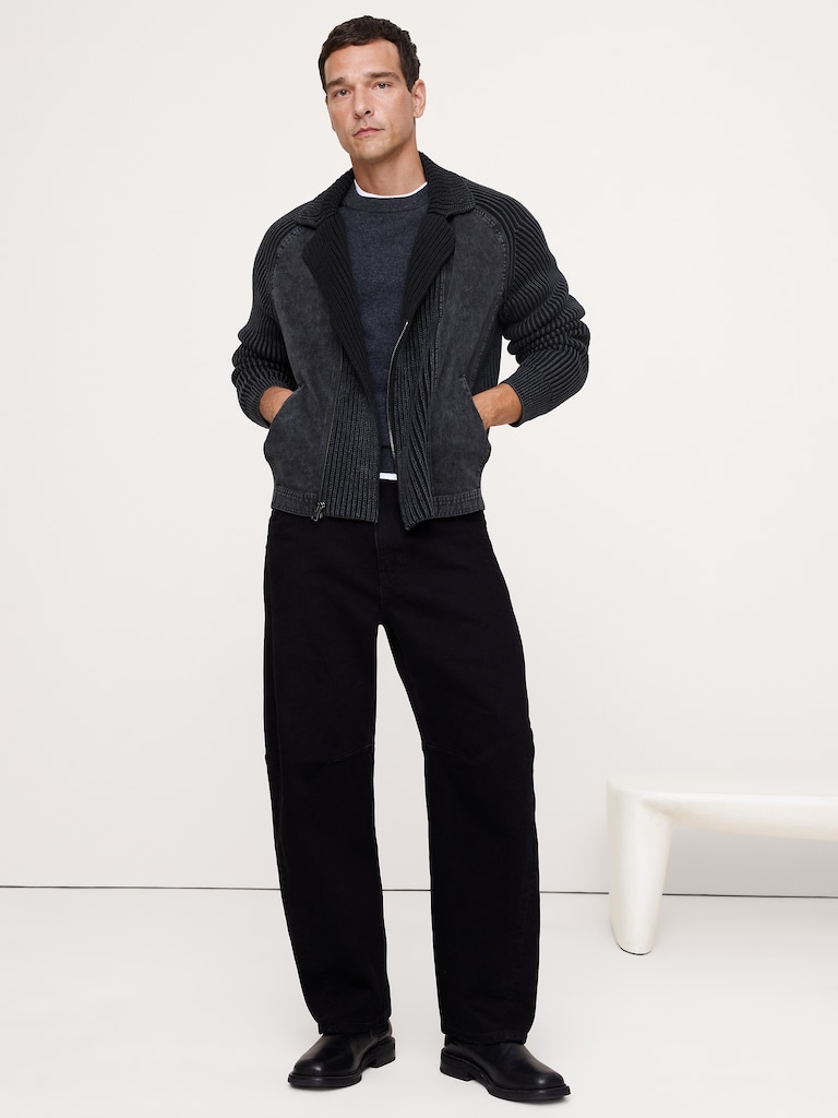 Cotton Moto Sweater Jacket