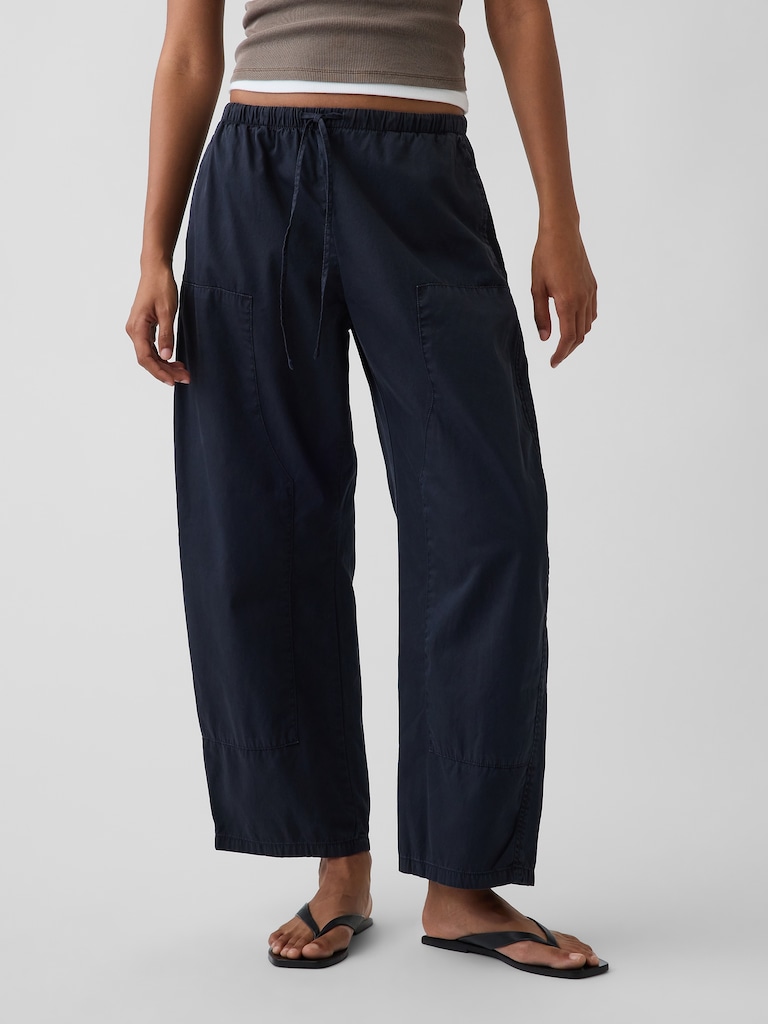 Poplin Easy Double-Knee Barrel Pants