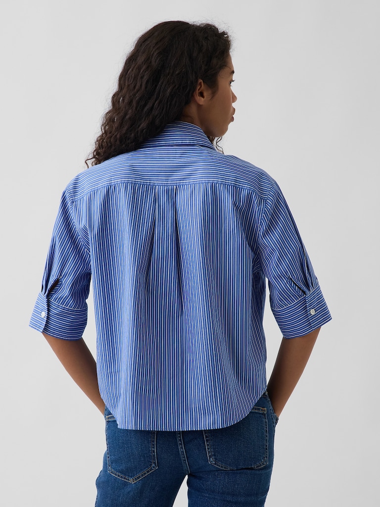 Organic Cotton Poplin Tie-Neck Shirt