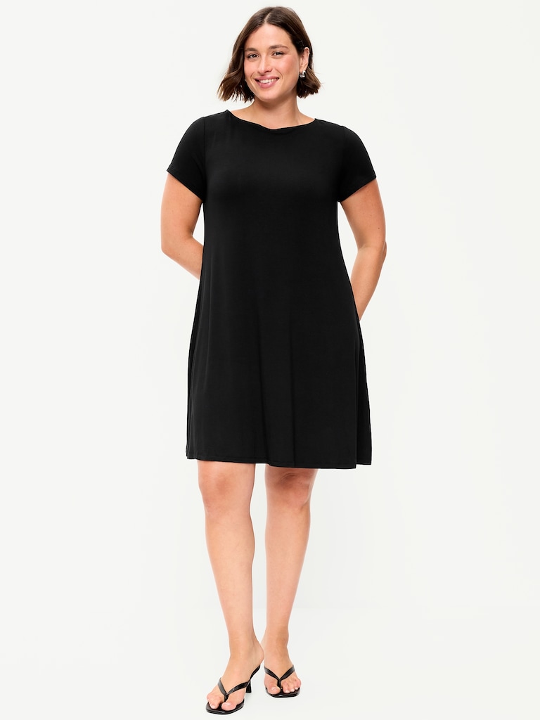 Short-Sleeve Mini Swing Dress