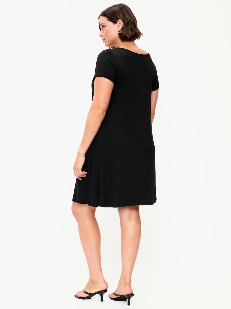 Short-Sleeve Mini Swing Dress