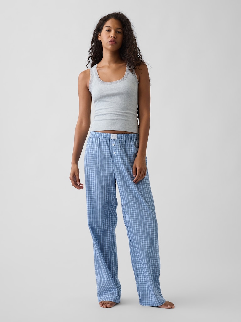 Mini Rib Lace-Trim PJ Tank Top