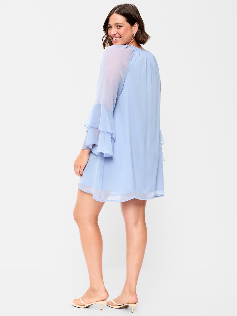 Bell-Sleeve Boho Mini Dress