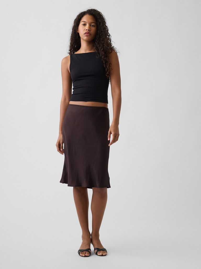 Satin Bias-Cut Skirt
