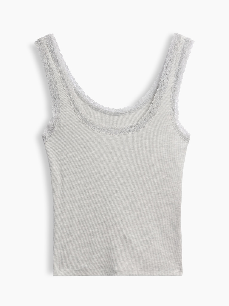 Mini Rib Lace-Trim PJ Tank Top
