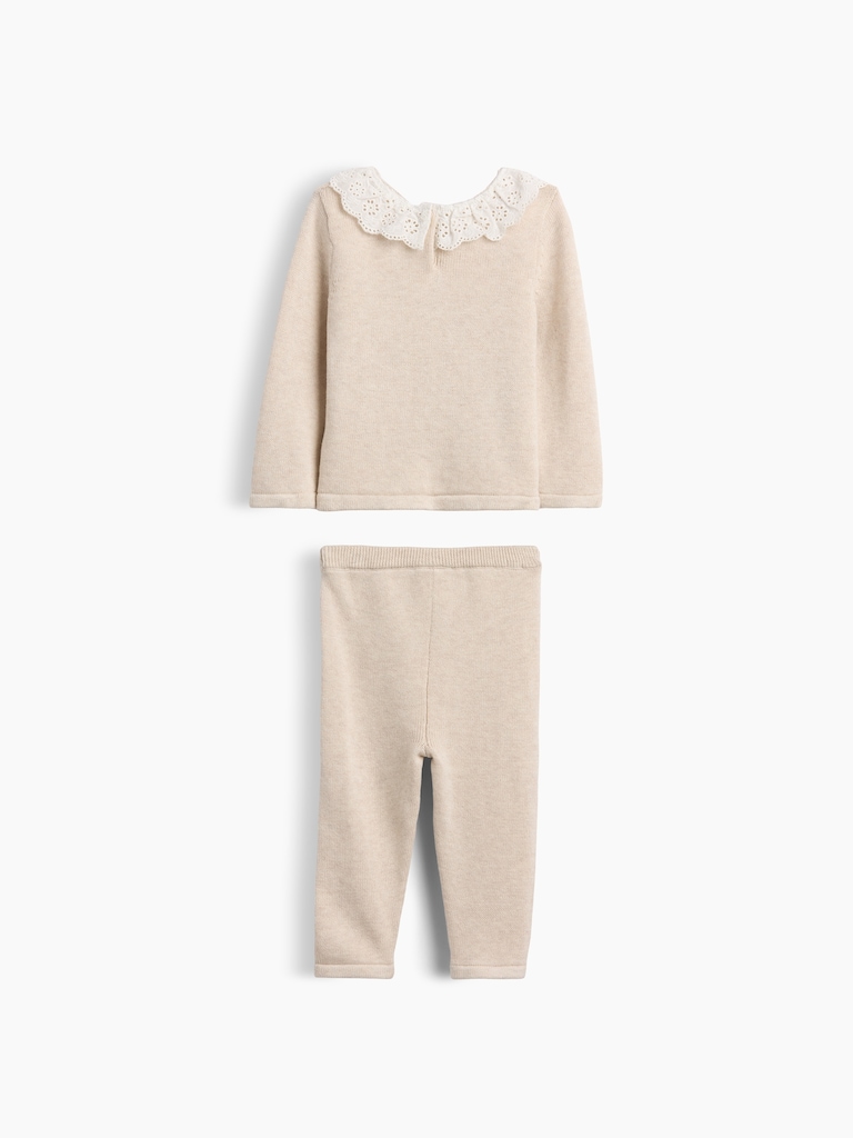 Baby Eyelet Ruffle Collar Sweater Set