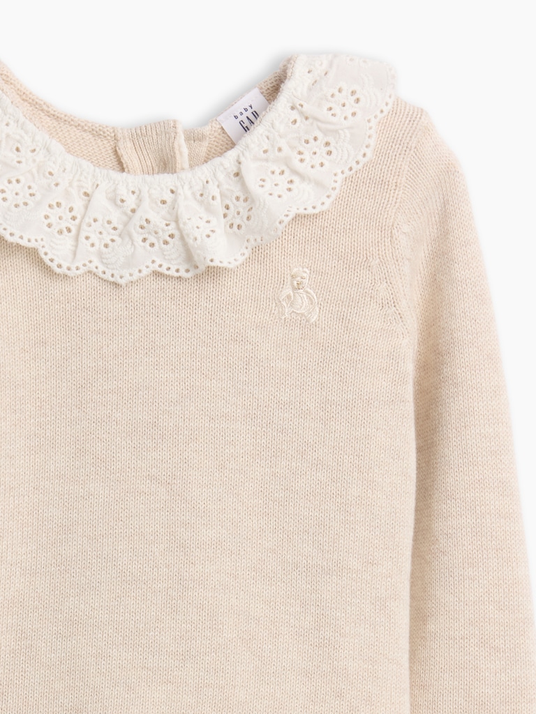 Baby Eyelet Ruffle Collar Sweater Set