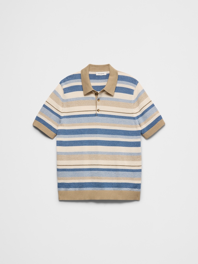 Textured Striped Sweater Polo