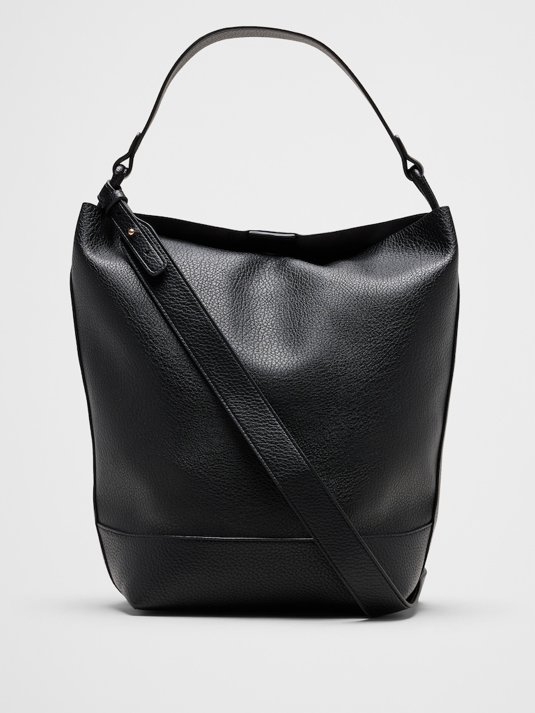 Vegan Leather Suede Bucket Tote