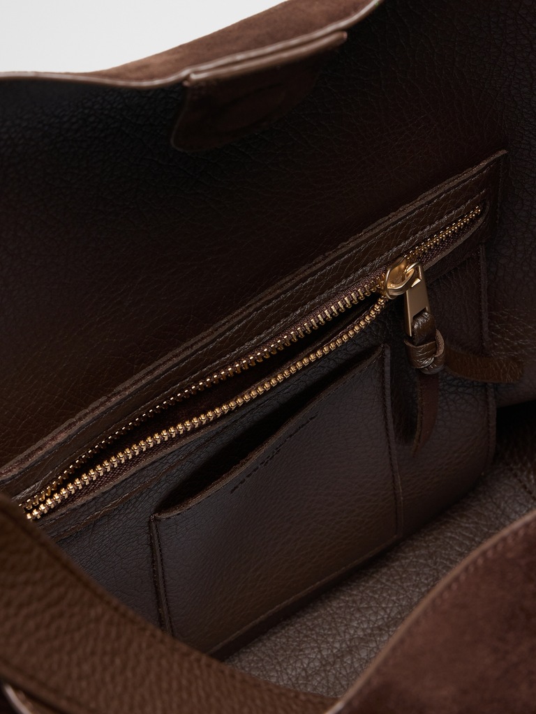 Vegan Leather Suede Bucket Tote