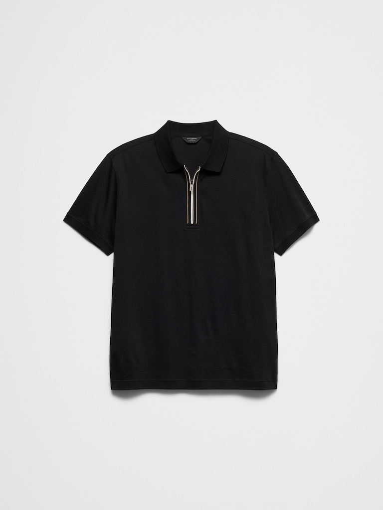 Standard-Fit Luxe Touch Zip Polo