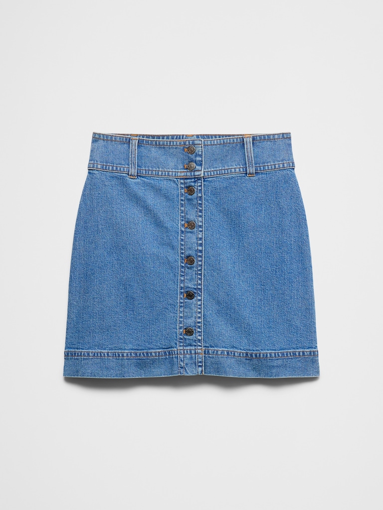 Denim Button-Down Mini Skirt