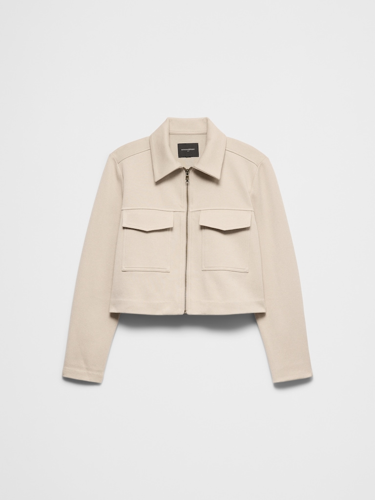 Knit Twill Cropped Jacket