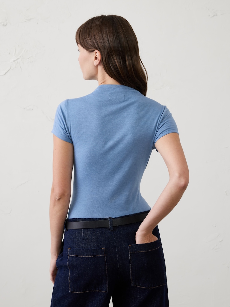 Jersey Mock-Neck T-Shirt