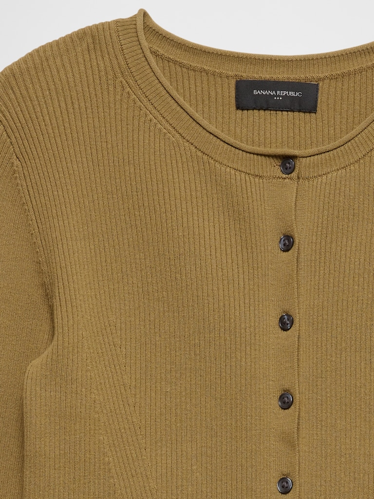 Cotton Ribbed Cardigan Sweater