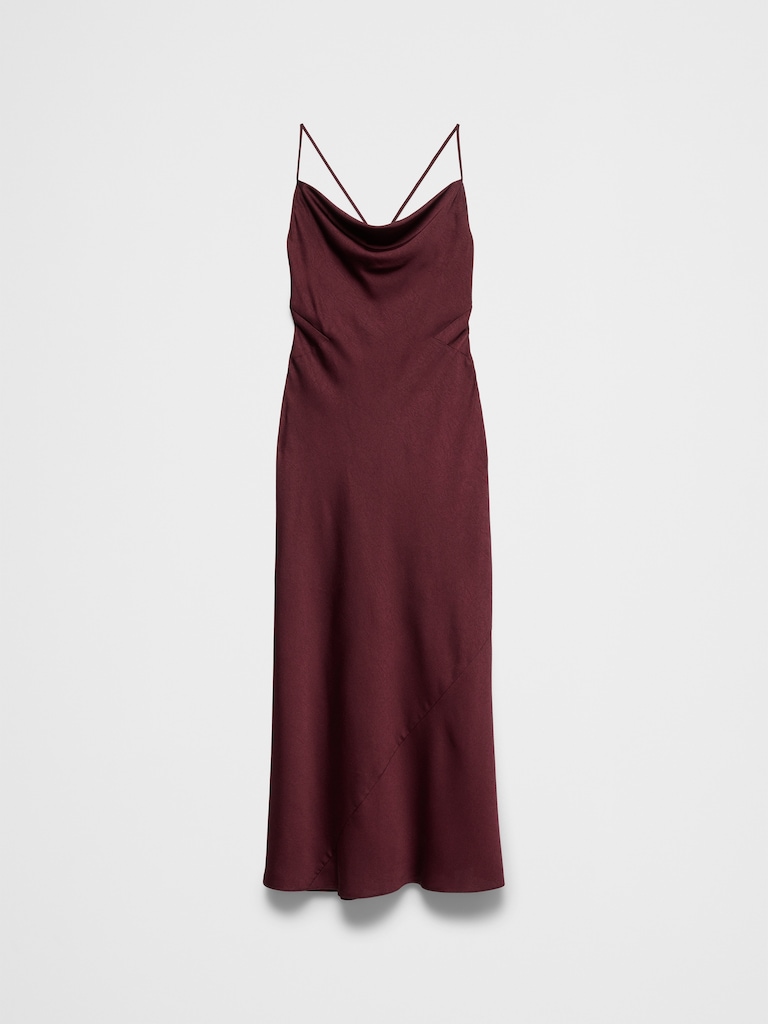 Satin Cowl-Neck Maxi Dress