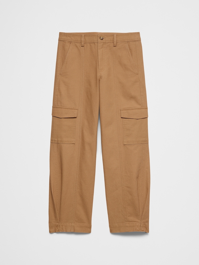 Tapered Mid-Rise Cargo Cotton Canvas Pant