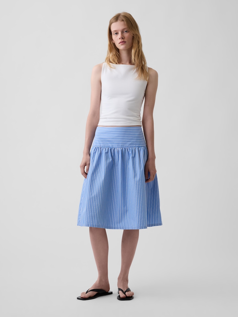 Poplin Drop-Waist Skirt
