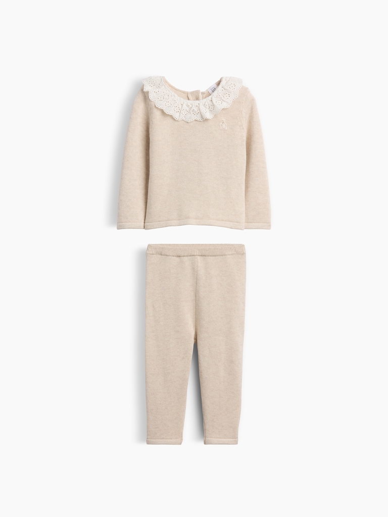 Baby Eyelet Ruffle Collar Sweater Set