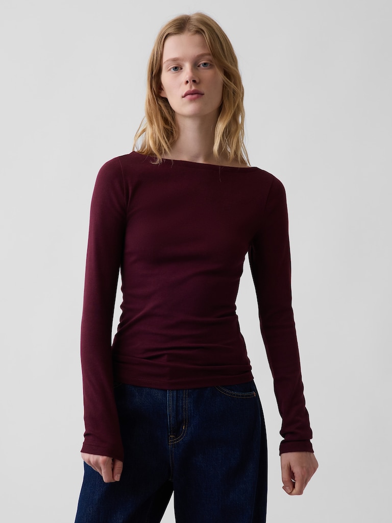 T-shirt moderne à encolure bateau