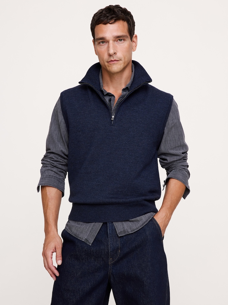 Merino Quarter-Zip Sweater Vest