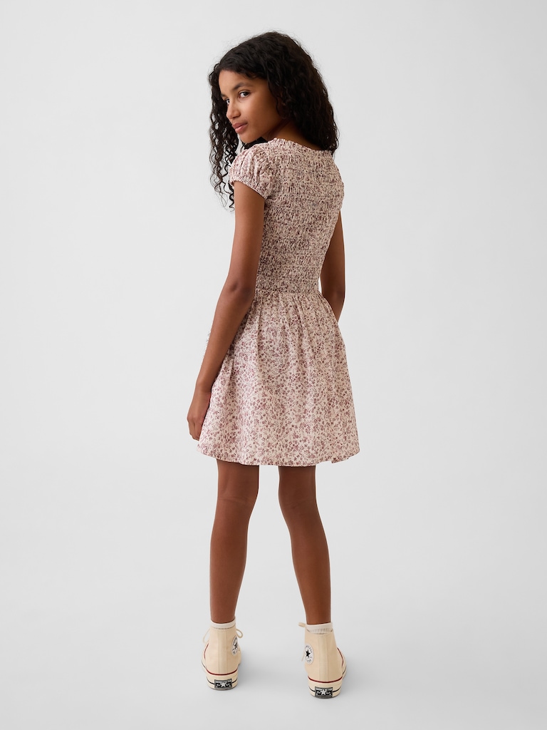 Kids Smocked Print Dress