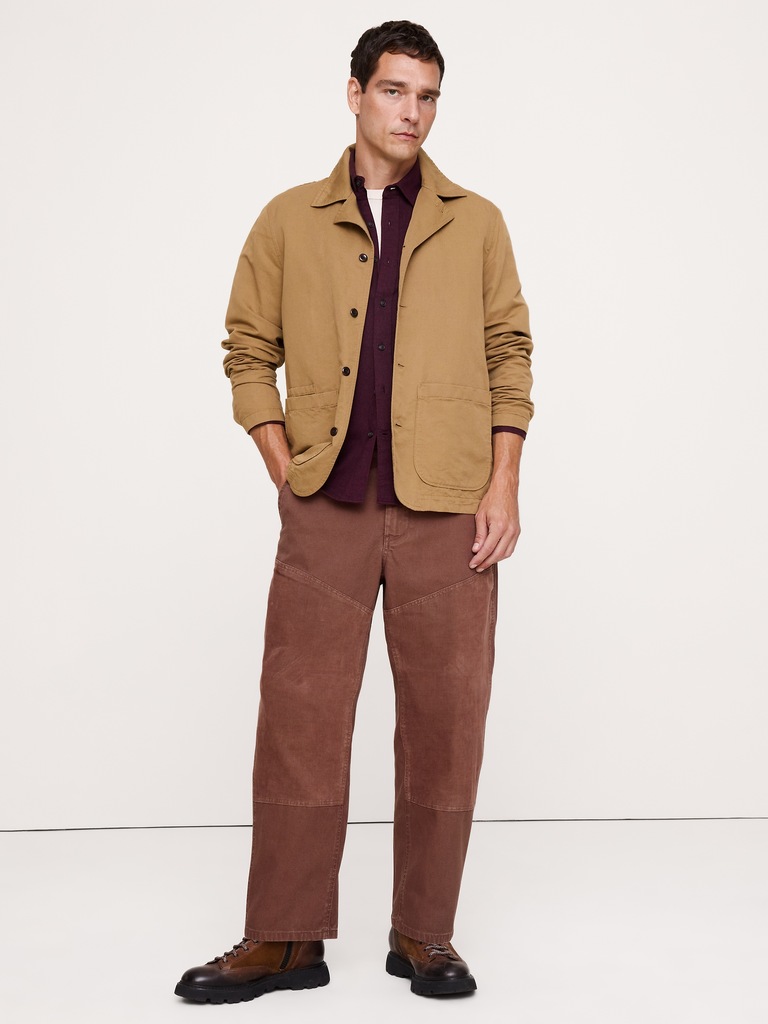 Relaxed Mixed Media Barrel Pant