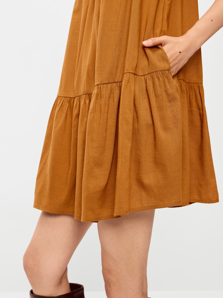 Flutter-Sleeve Mini Swing Dress