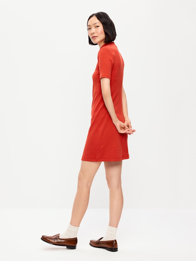 Snug Mock-Neck Bodycon Mini Dress
