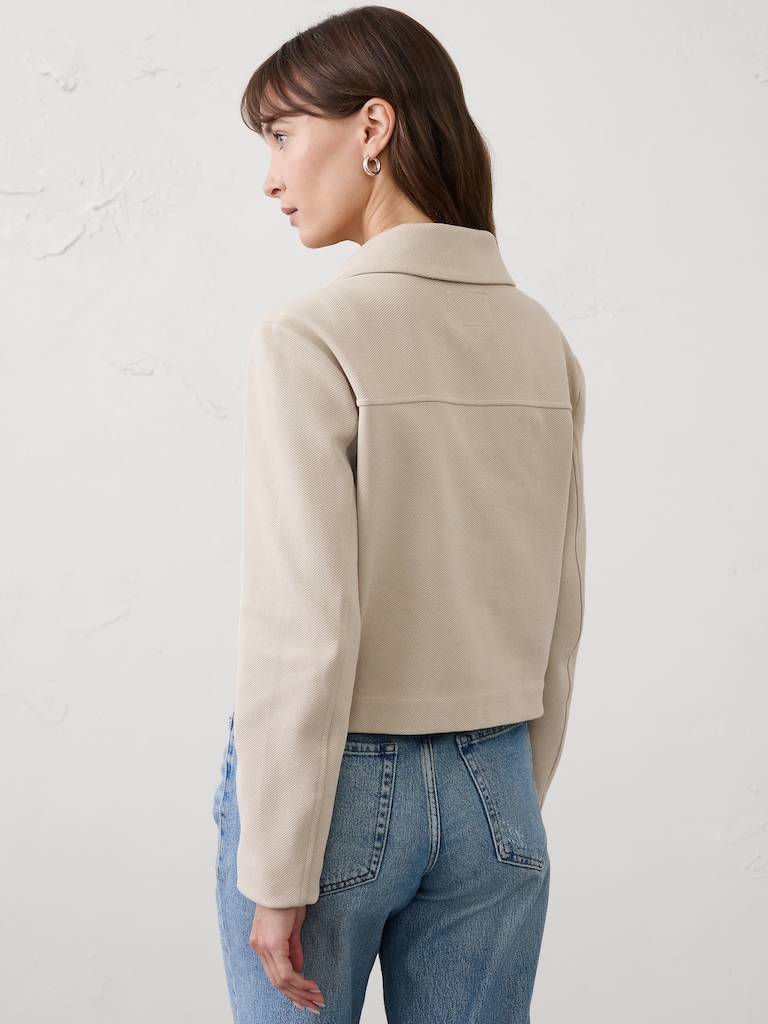 Knit Twill Cropped Jacket