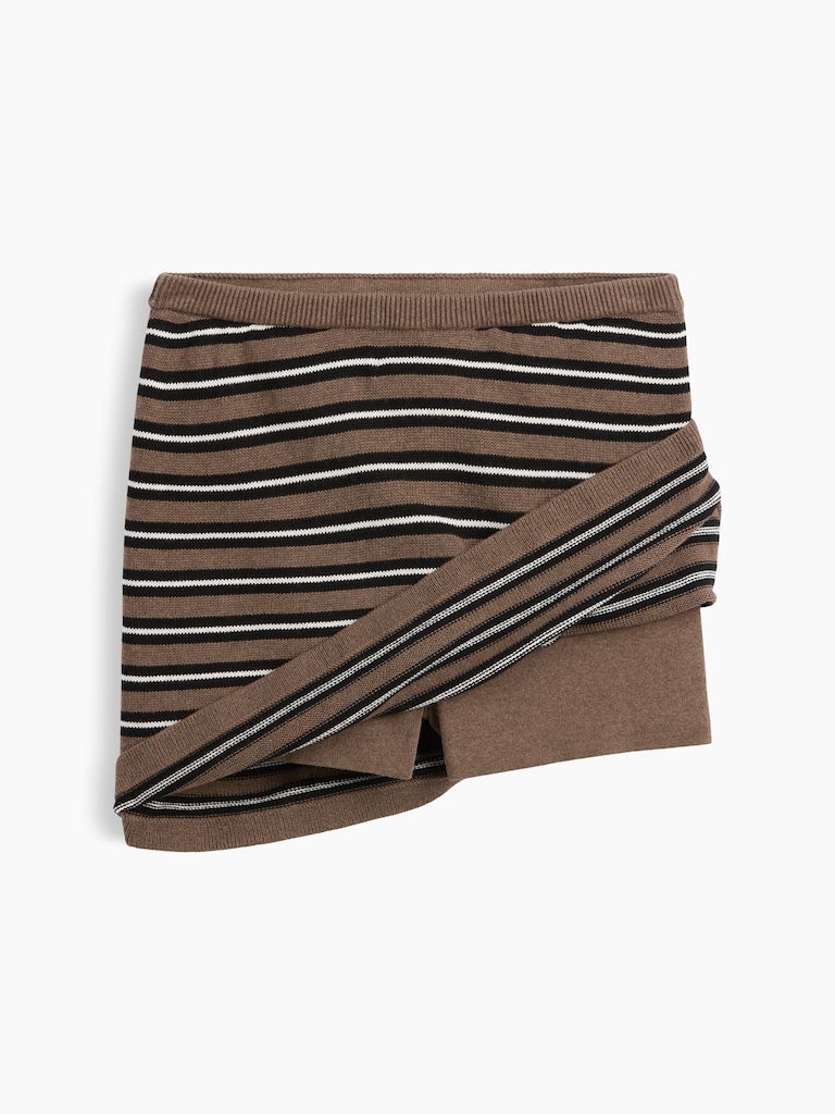 100% Cotton Stripe Mini Sweater Skort