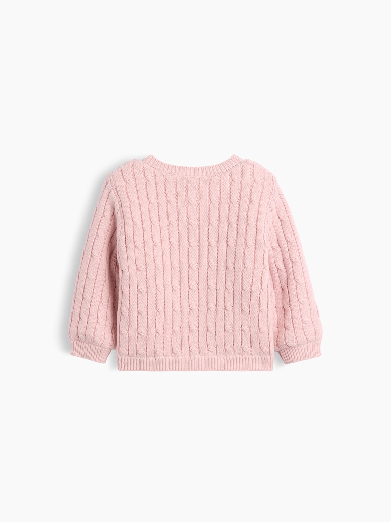 Baby Sherpa-Lined Cable-Knit Cardigan Sweater