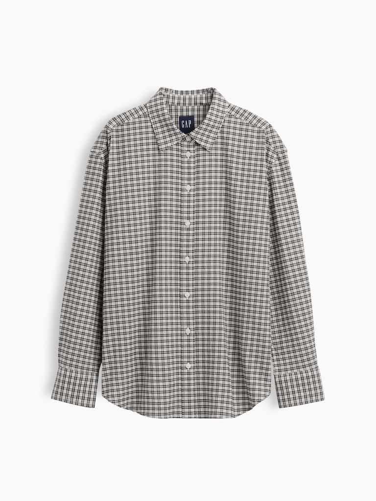 Seersucker Plaid Oversized Shirt