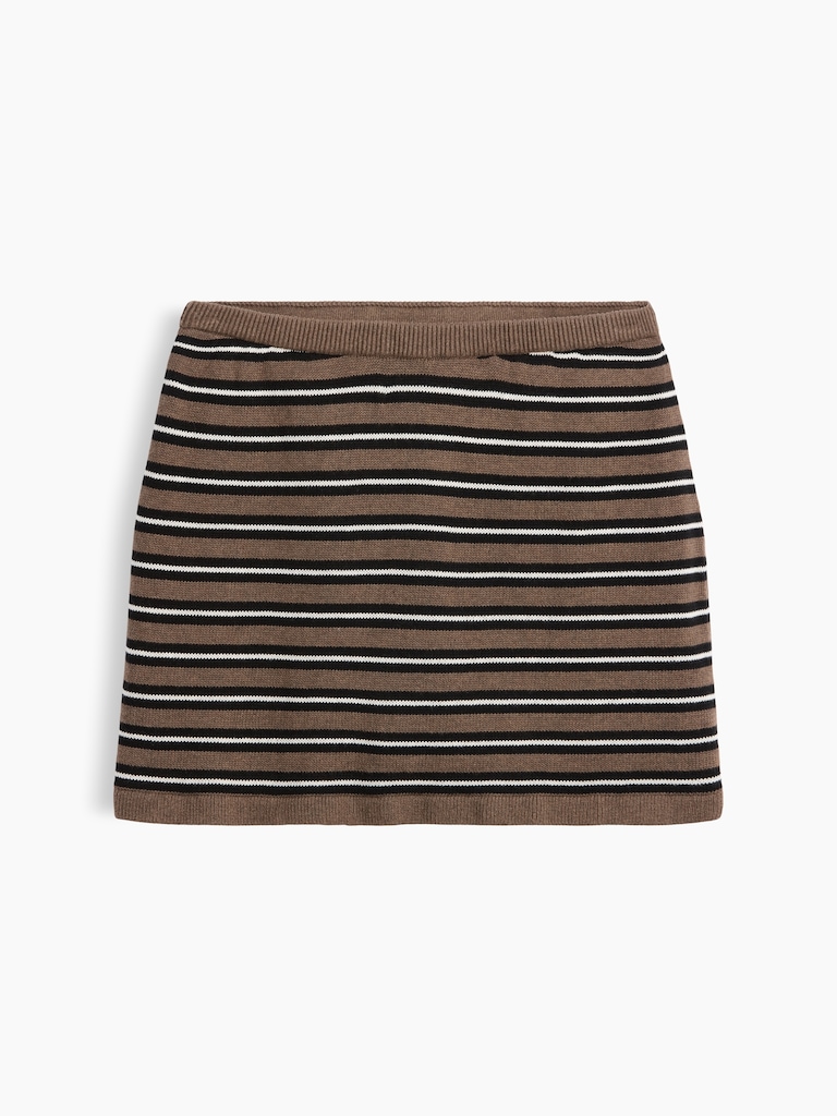 100% Cotton Stripe Mini Sweater Skort